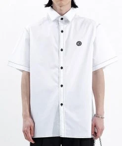 [BASICCOTTON] Summer 22 Stitch Half Shirt - WHITE