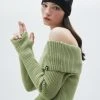 [LUV IS TRUE] Summer 22 OFF SHOULDER KNIT(GREEN)