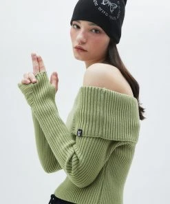 [LUV IS TRUE] Summer 22 OFF SHOULDER KNIT(GREEN)