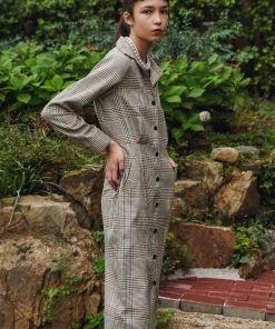 [SORRY TOO MUCH LOVE] FW 21 Check Buttondown H Line Dress_Beige