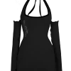 [GANGYOUNG] SS 22 BLACK HALTER MINI DRESS