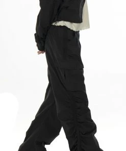 Best Sellers [RURU] SS 22 NYLON SHIRRING CARGO PANTS [BLACK]