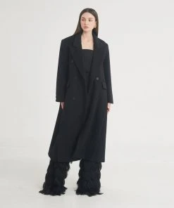 [FREIHEIT] SS 22 Tailored Double-Breasted Slit Coat (Black)