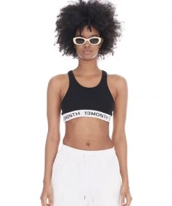 [13MONTH] SS 22 BANDING LOGO BRA TOP (BLACK)