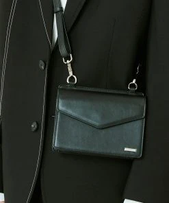 [SSY] Seasonless WIDTH SQUARE LEATHER MINIMAL BAG BLACK