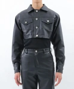 [BASICCOTTON] SS 22 Leather Jacket - BLACK