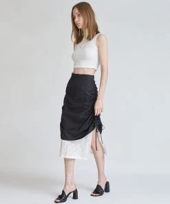 [LO AXUAL] SS 22 SHIRRING LAYERD LONG SKIRT