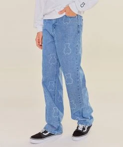 Best Sellers [AQOSTUDIOSPACE] SS 22 AQO BEAR PATTERN DENIM PANTS BLUE