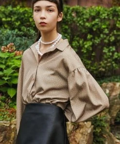 [SORRY TOO MUCH LOVE] FW 21 Dot Drop Shoulder Blouse_Beige