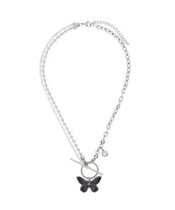 [STEEL EDITION] Seasonless An Epoxy Butterfly Toggle Bar Necklace Best Sellers