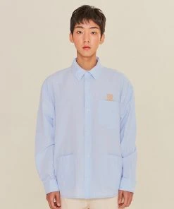 [AQOSTUDIOSPACE] SS 22 BEAR OXFORD SHIRTS SKYBLUE Best Sellers