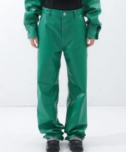 [BASICCOTTON] SS 22 Leather Pants - GREEN Best Sellers