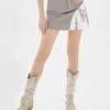 [NASTY FANCY CLUB] Summer 22 CURVE POINT COTTON MINI SKIRT (GRAY)_F22QD316