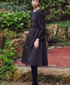 [SORRY TOO MUCH LOVE] FW 21 Alice Stripe A-Line Dress_Black Best Sellers