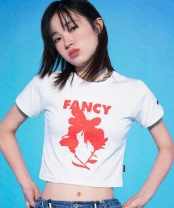 [NASTY FANCY CLUB] Summer 22 BOLD FLOWER CROP TEE (WHITE)_F22QB454