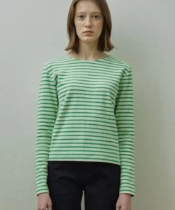 Best Sellers [STEP AROUND] SS 22 Rough Stripe T-shirt_GREEN
