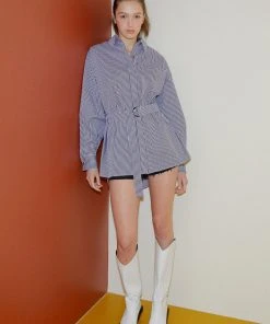 [ONNE] SS 22 Belted Volume Shirt - Gingham Check