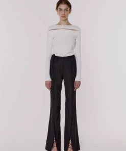 Best Sellers [MINASONG] SS 22 FRONT SLIT TROUSER - LONG BLACK