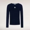 Best Sellers [SPARKLING PIECE] SS 22 CREW NECK RIBBED KNIT TOP (NAVY)