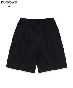 [DUCKDIVE] Summer 22 Double Chin Wide Bermuda Pants Black