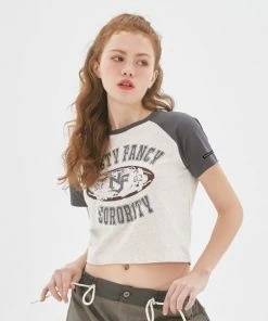 Best Sellers [NASTY FANCY CLUB] Summer 22 ROUGH RAGLAN CROP TEE (CHARCOAL)_F22QB439