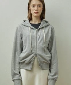 Best Sellers [STEP AROUND] SS 22 Two-way Zip-up Logo Hoodie_GREY