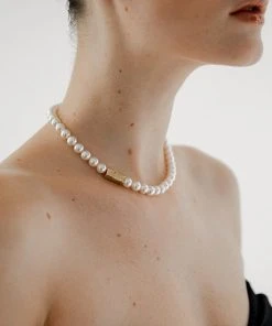 [MIDNIGHT MOMENT] Seasonless Brick Pearl Necklace - Gold Best Sellers