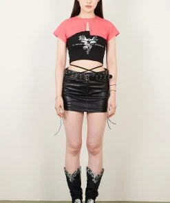 [OUTXO] Summer 22 Half Slit Top Pink