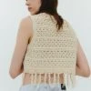 Best Sellers [ROCCI ROCCI] Summer 22 Fringe Sleeveless Knit Top (BEIGE)