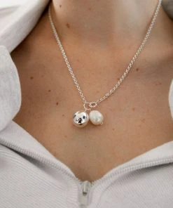[MIDNIGHT MOMENT] Seasonless Sphere Pearl Necklace - Silver