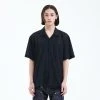 Best Sellers [LA MER MA MAISON] Summer 22 MESH OPEN COLLAR SHIRT BLACK
