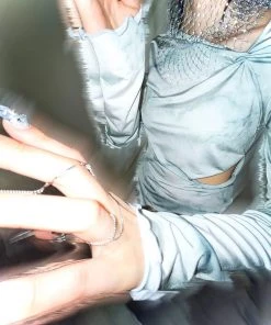 [MEZZOKUNST] Summer 22 Braid Stone Line Top - Blue Gray