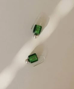 [MIDNIGHT MOMENT] Seasonless Cube Hook Earring - Green Best Sellers
