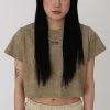 Best Sellers [ACHO] Summer 22 Logo Vintage Crop T-shirt_Deep Beige
