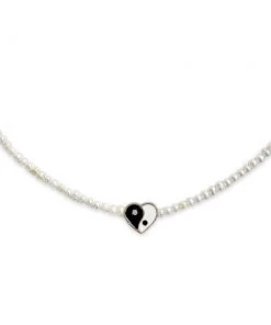 [OD2U] Seasonless YINYANG HEART PEARL NECKLACE (black)