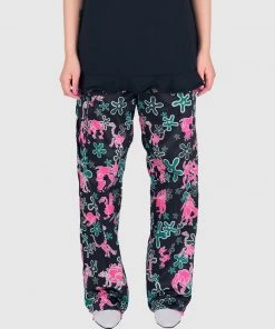 [ORGANICKIT] SS 22 Flower Satin Cargo Trouser Black