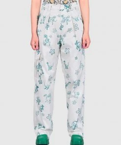 [ORGANICKIT] SS 22 Flower Satin Cargo Trouser Cream