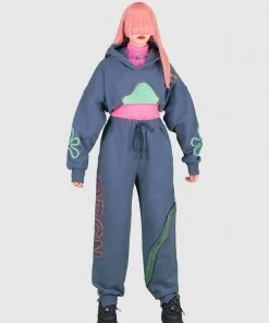 [ORGANICKIT] SS 22 Flower Crop Hoodie Purple Gray