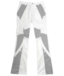 [SURGERY] Seasonless Belt Ring Boot-cut Pants 'white/light Grey'