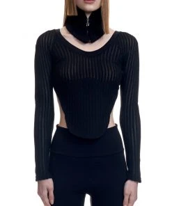 [NONMAINSTREAMER] SS 22 Corset Mesh Top & Neck Warmer - Black Best Sellers