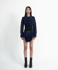 [ARTS DE BASE] SS 22 Cowl Crop Jacket (Navy)