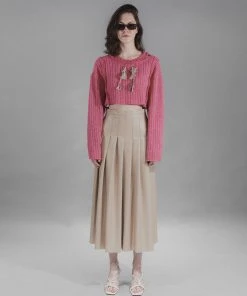 [MERENS] SS 22 Neckline Cut-out Toggle Knit Crop Top