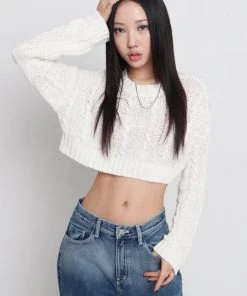 [OV] Seasonless Long Sleeve Cropped Knit 2color Best Sellers