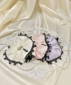 Best Sellers [ETREROSE] Seasonless Glossy Organza Lace Scrunchie (M/3color)