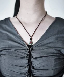 [ELFELFELF ARCHIVES] SS 22 PRESSED FLOWER NECKLACE (PALE BLUE GREEN) Best Sellers