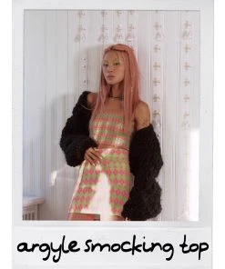 Best Sellers [MINJIENA] Seasonless Argyle Smocking Top