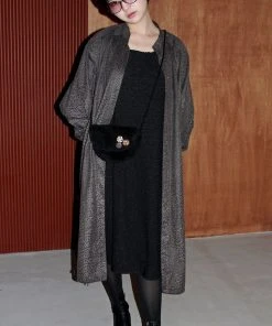 Best Sellers [NOFFICIALNOFFICE] Seasonless LEOPARD DRESS COAT ASH BLACK