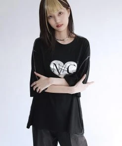 [NOFFICIALNOFFICE] SS 22 SIVER HEART UGLY FIT T-SHIRT BLACK Best Sellers