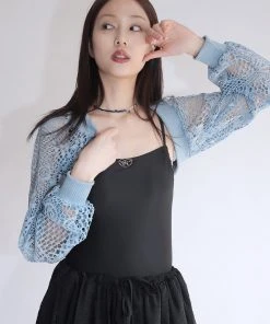 [NOFFICIALNOFFICE] SS 22 LACE MESH BOLERO BLUE Best Sellers