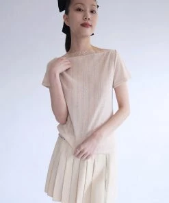 [NOFFICIALNOFFICE] SS 22 LACE NECK CUTE FIT T-SHIRT BUTTER Best Sellers